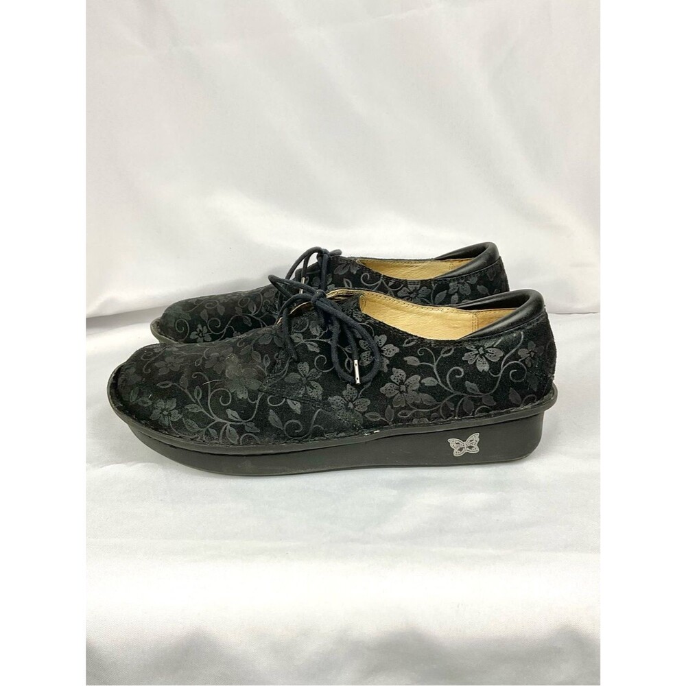 Alegria Bree Stroll Floral Shoes EU 41 Black Oxfords Lace Up Comfort